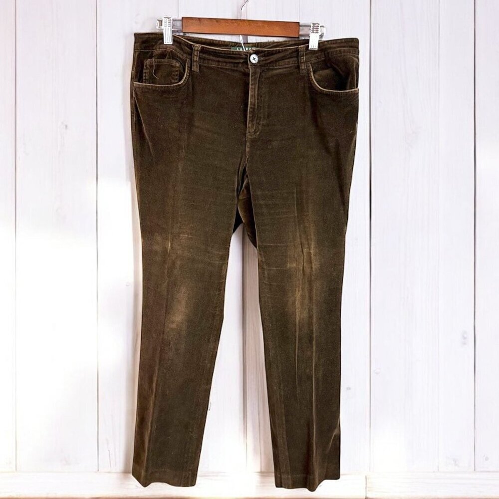 Vtg Lauren Ralph Lauren Women's Velvet Pants Brown Straight Leg Winter Sz 10 REA